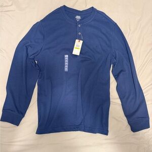 Izod Men's Blue Long Sleeve Henley Shirt